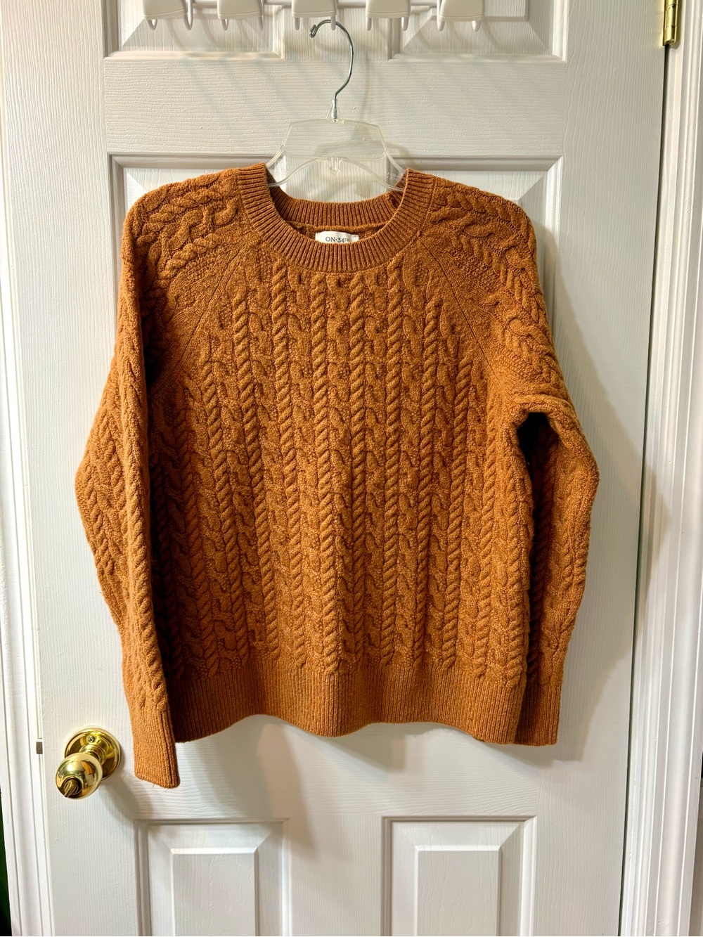 NWOT Burnt Orange Cable Knit Crewneck Sweater